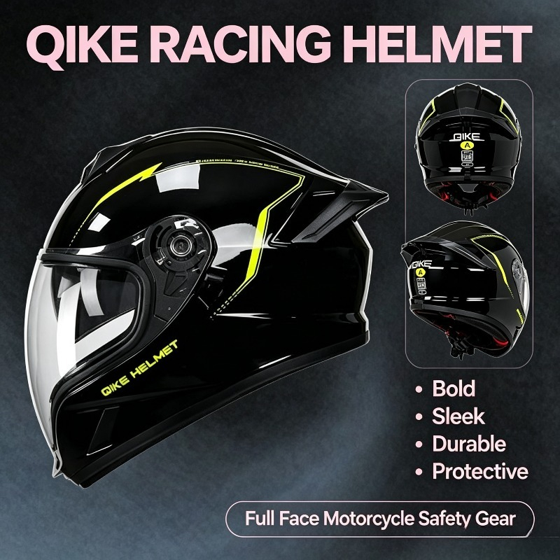 Motorcycle Gear Yellow - Qike Sarı Track Tam Yüz Motosiklet