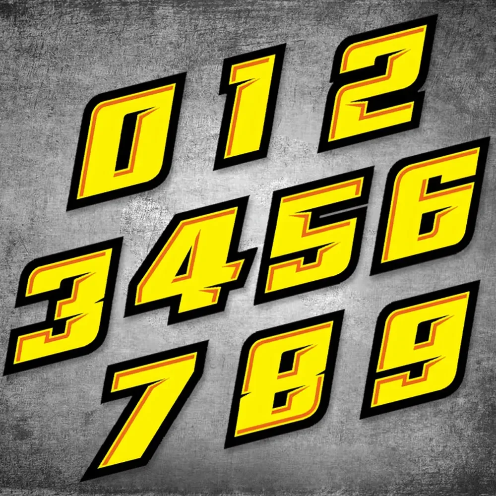 Motorcycle Gear Yellow - 0123456789 Sarı Numarası Araba Motosiklet Çıkartmaları